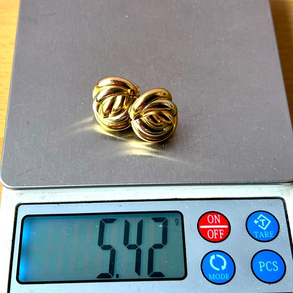 VINTAGE 18K YELLOW GOLD LARGE LOVE KNOT EARRINGS MADE IN ITALY STATEMENT SHOWY - Picture 11 of 16